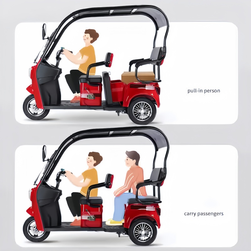 Popular Wholesale Electric Pedicab Reliable Family Electric 3 Wheels Tricycles with Roof for Passenger & Cargo Transportation - Image 6