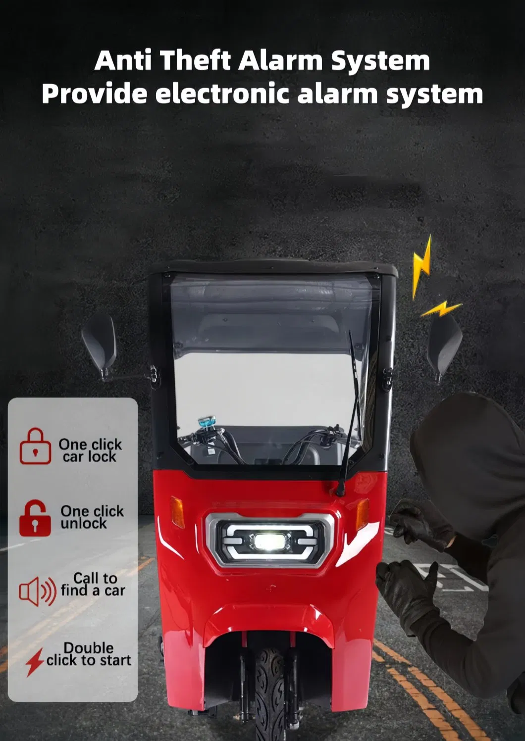Popular Wholesale Electric Pedicab Reliable Family Electric 3 Wheels Tricycles with Roof for Passenger & Cargo Transportation - detail 11