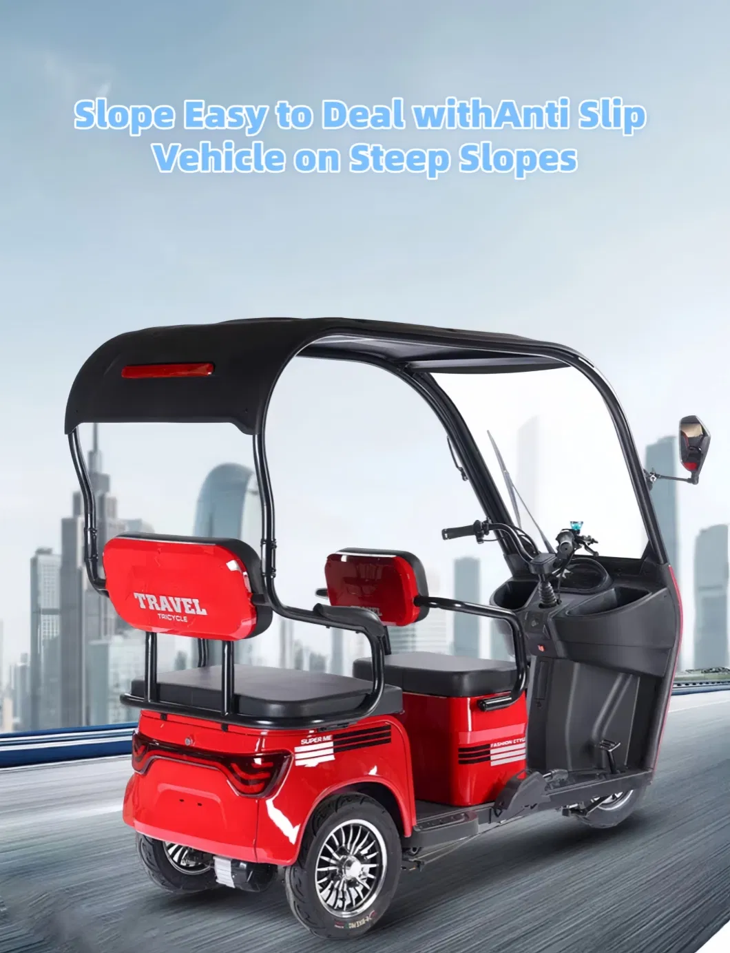 Popular Wholesale Electric Pedicab Reliable Family Electric 3 Wheels Tricycles with Roof for Passenger & Cargo Transportation - detail 6