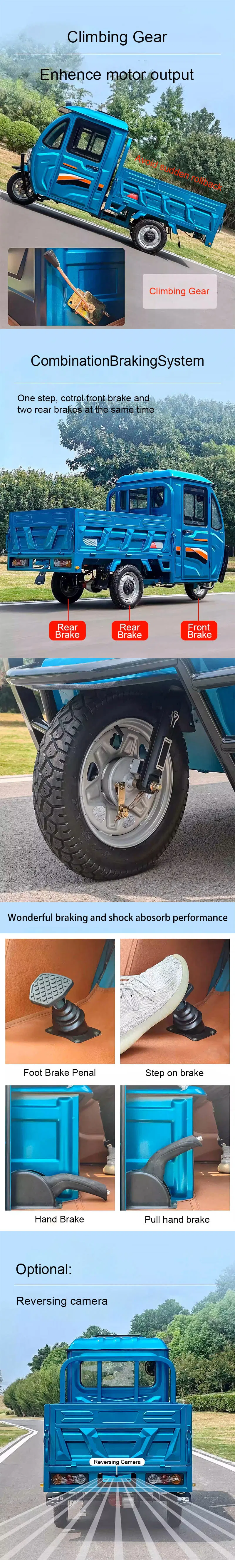 Custom Heavy Duty Farm Cargo 3 Wheel Trikes Electric Tricycle with Canopy - detail 3