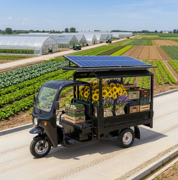 Triciclo Electrico De Pasaje Baja Electric and Solar Powered Cargo Tuk Tricycle Bike with Solar Panel for Adults Passenger Seat