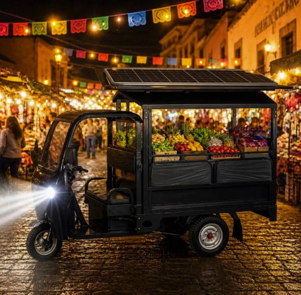 Triciclo Electrico De Pasaje Baja Electric and Solar Powered Cargo Tuk Tricycle Bike with Solar Panel for Adults Passenger Seat - Image 5