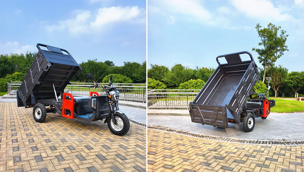 Senka 1.8m Large Size Cargo Self-Unloading Motorcycles Battery Powered Cheap 3-Wheel Electric Dump Tricycle - detail 2