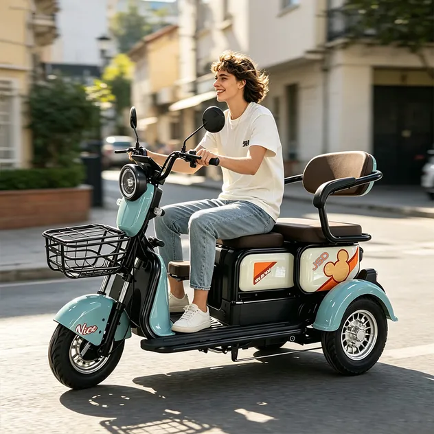Factory Direct Wholesale Three Seats Electronic Delivery Cargo Bike Electric Tricycle - detail 3