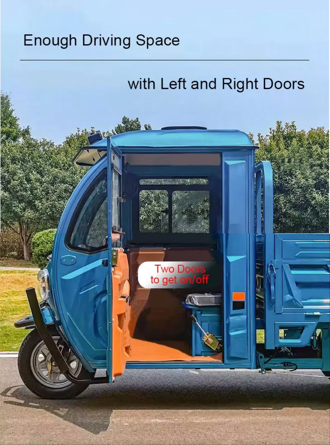 Low Price Heavy Loading Freight Cargo E-Trike 3 Wheels Tipper Truck Electric Cargo Tricycle with Full Enclosed Cab for Different Application - detail 1
