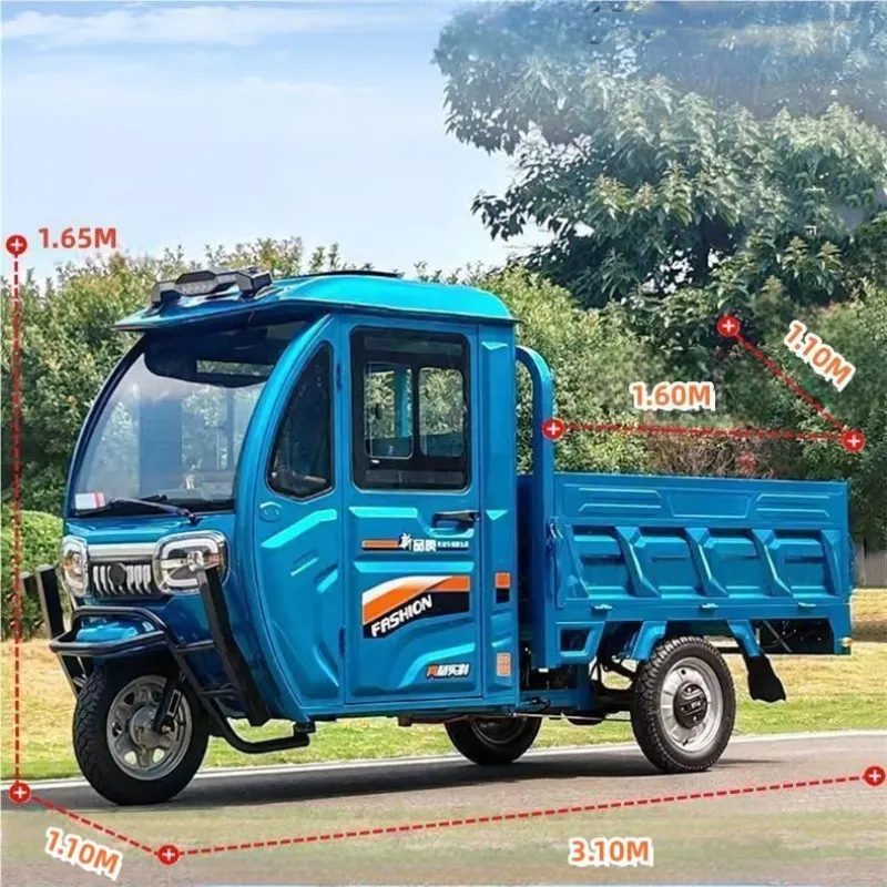 Low Price Heavy Loading Freight Cargo E-Trike 3 Wheels Tipper Truck Electric Cargo Tricycle with Full Enclosed Cab for Different Application - detail 2