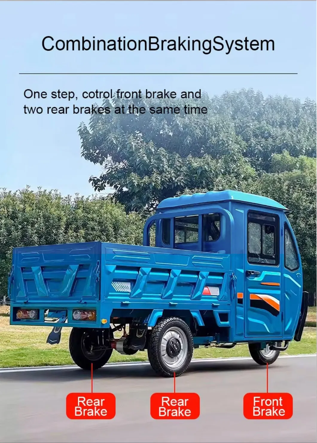 Low Price Heavy Loading Freight Cargo E-Trike 3 Wheels Tipper Truck Electric Cargo Tricycle with Full Enclosed Cab for Different Application - detail 11