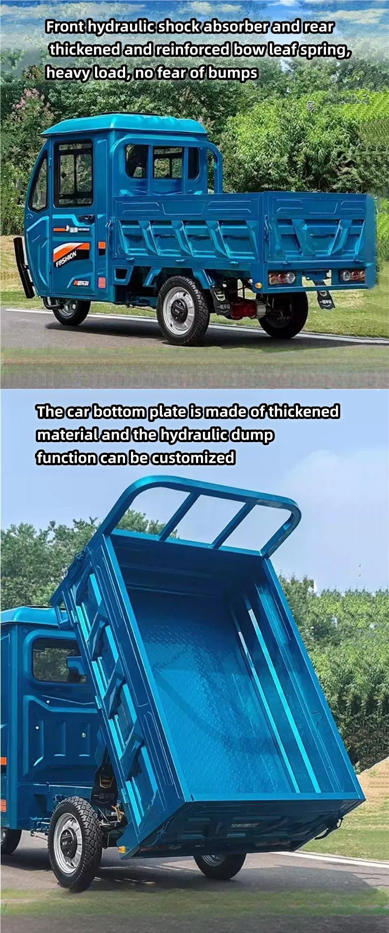 Low Price Heavy Loading Freight Cargo E-Trike 3 Wheels Tipper Truck Electric Cargo Tricycle with Full Enclosed Cab for Different Application - detail 14