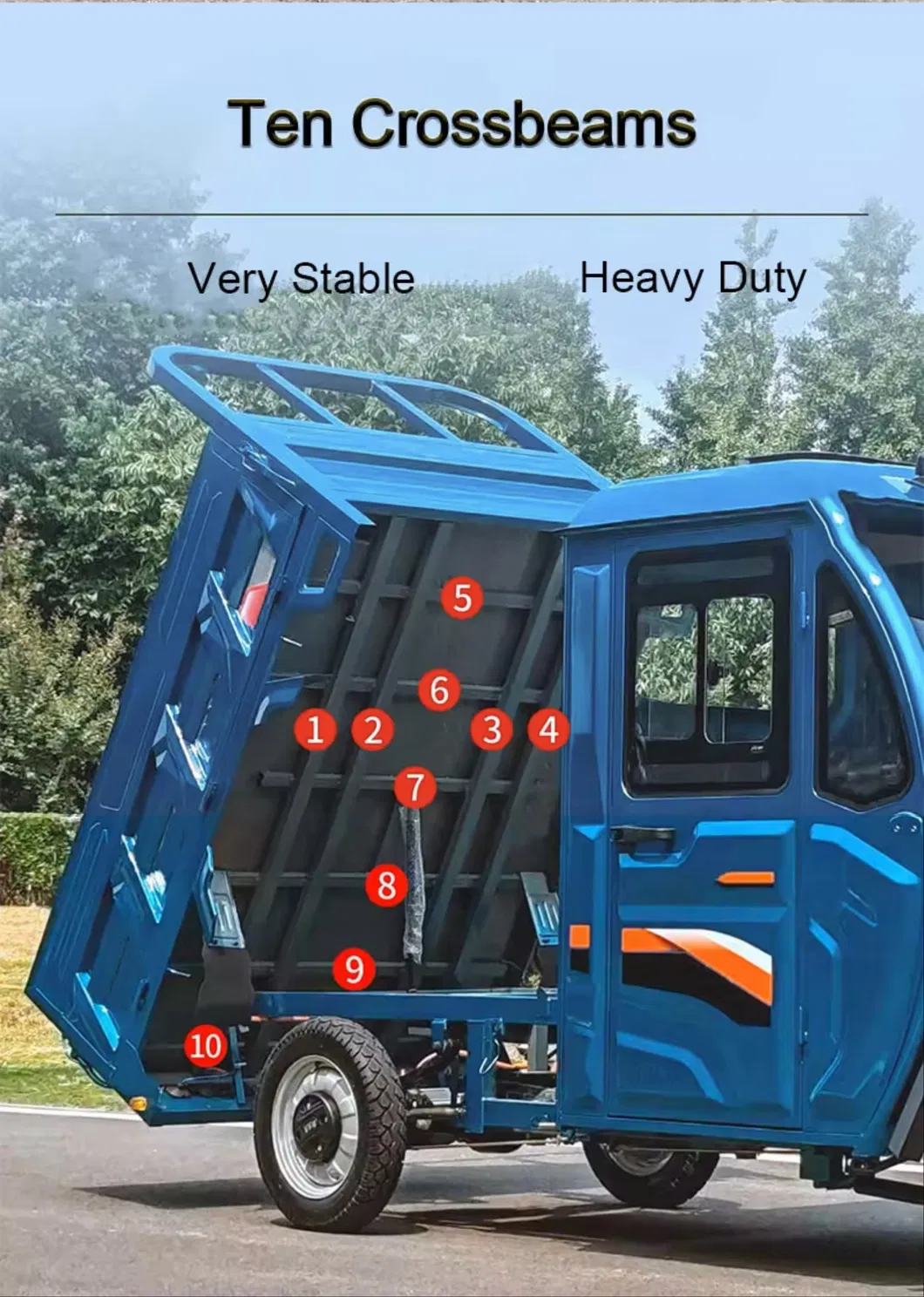 Low Price Heavy Loading Freight Cargo E-Trike 3 Wheels Tipper Truck Electric Cargo Tricycle with Full Enclosed Cab for Different Application - detail 9