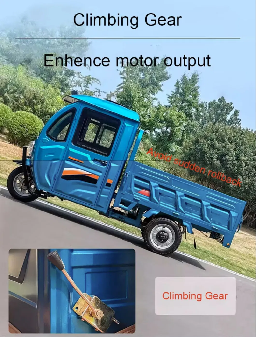 Low Price Heavy Loading Freight Cargo E-Trike 3 Wheels Tipper Truck Electric Cargo Tricycle with Full Enclosed Cab for Different Application - detail 10