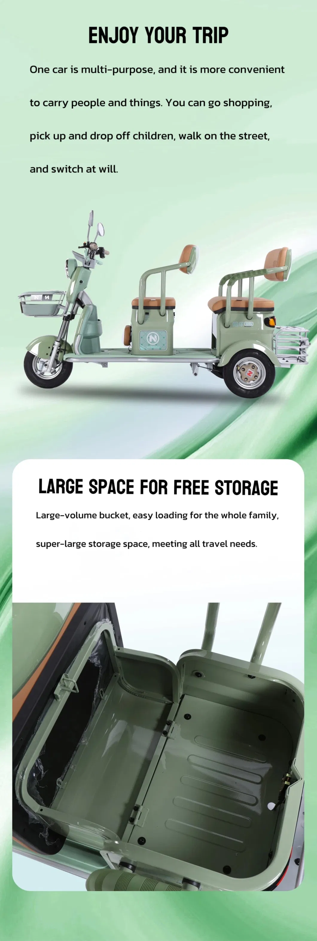 Factory Wholesale New Design City Three Wheel Passenger and Cargo Electric Tricycle - detail 3