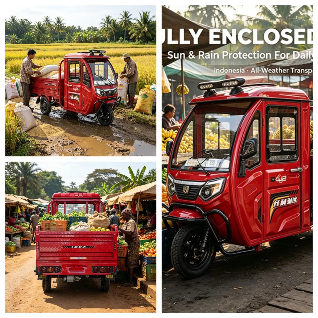 Newest Model Electric Cargo Cheap Tricycle 1200W Adult 3 Wheel E Moped Tricycle for Cargo Electric Motorcycle with 30-50km/H Max Speed - detail 7