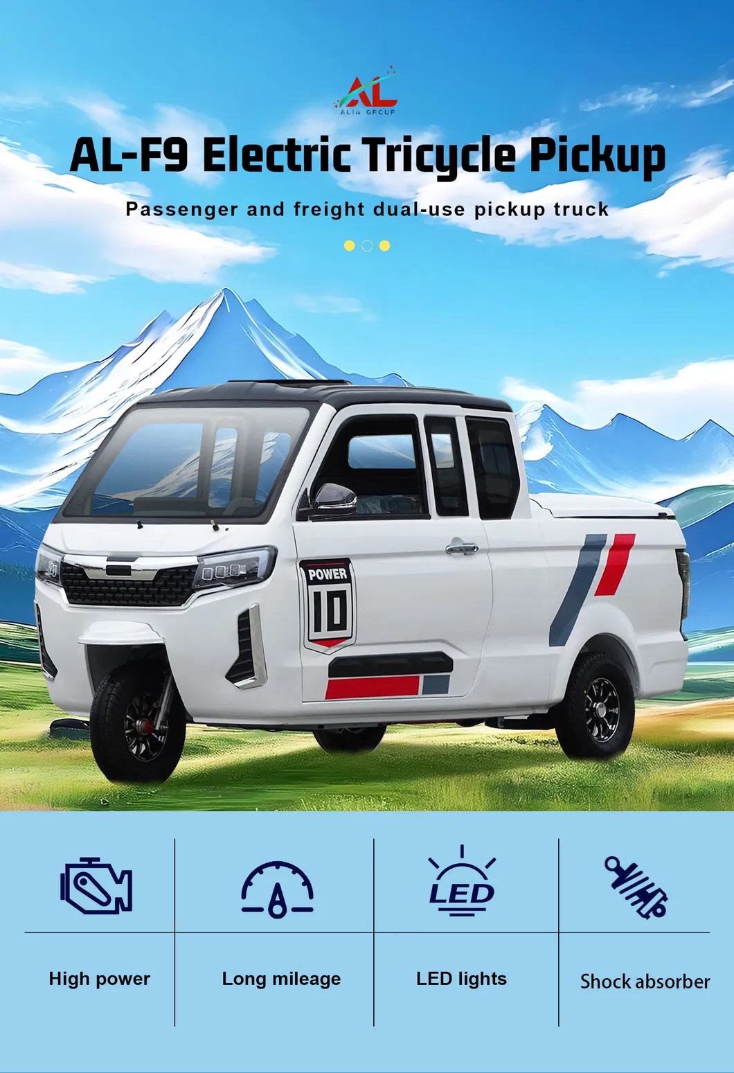 Alin Electric Pickup City Delivery Electric Cargo Tricycle Solar Panel - detail 1