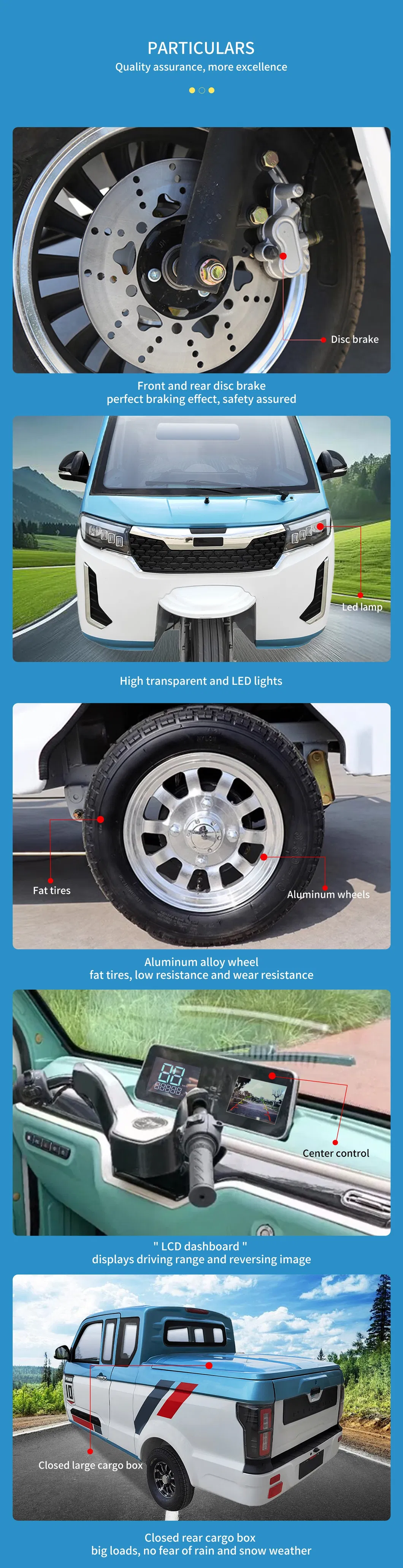 Alin Electric Pickup City Delivery Electric Cargo Tricycle Solar Panel - detail 2