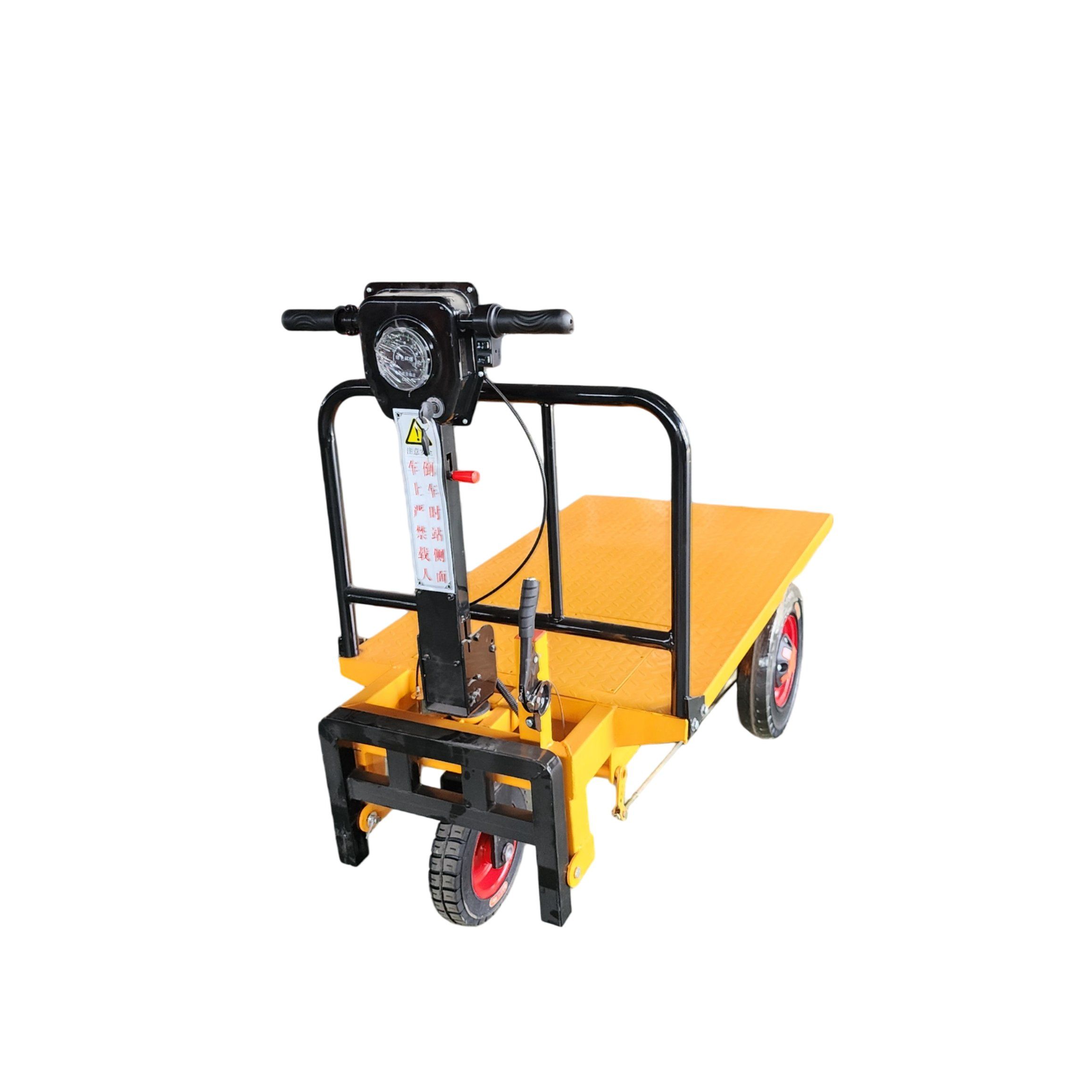 Electric 3 Wheel Flatbed Hand Truck Heavy Duty Cargo Tricycle for Warehouse