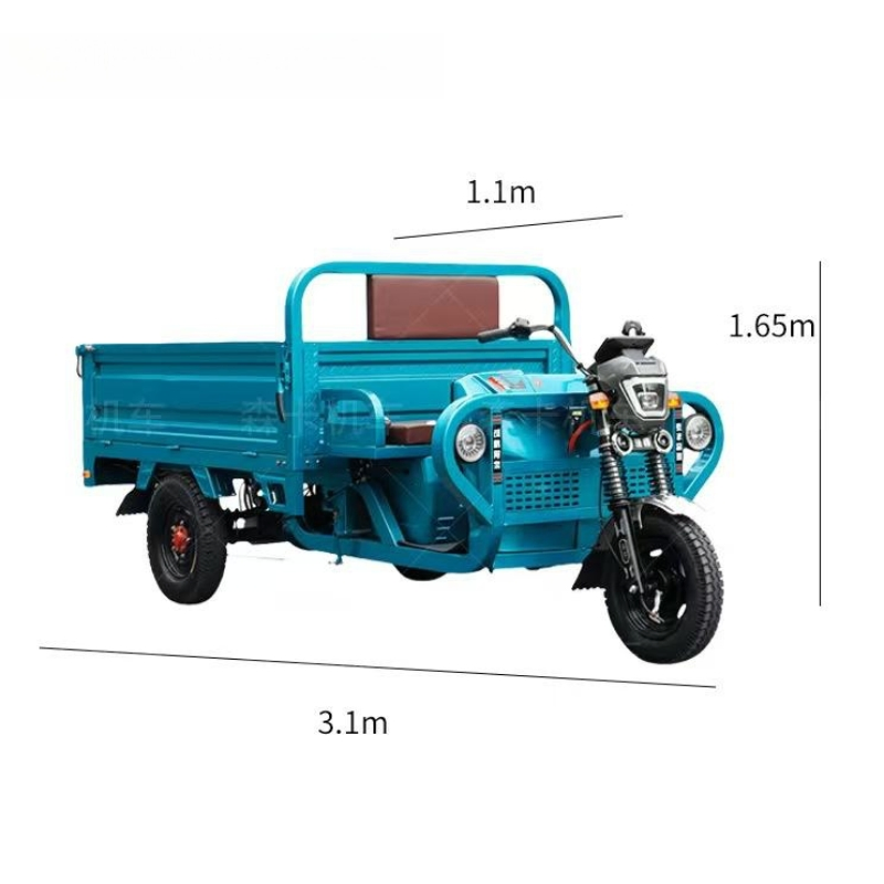Competitive Price Durable 60V1200W Open Body Freight Vehicle Hydraulic Shock Absorption Long Endurance Farm Cargo Electric Tricycles - Image 4