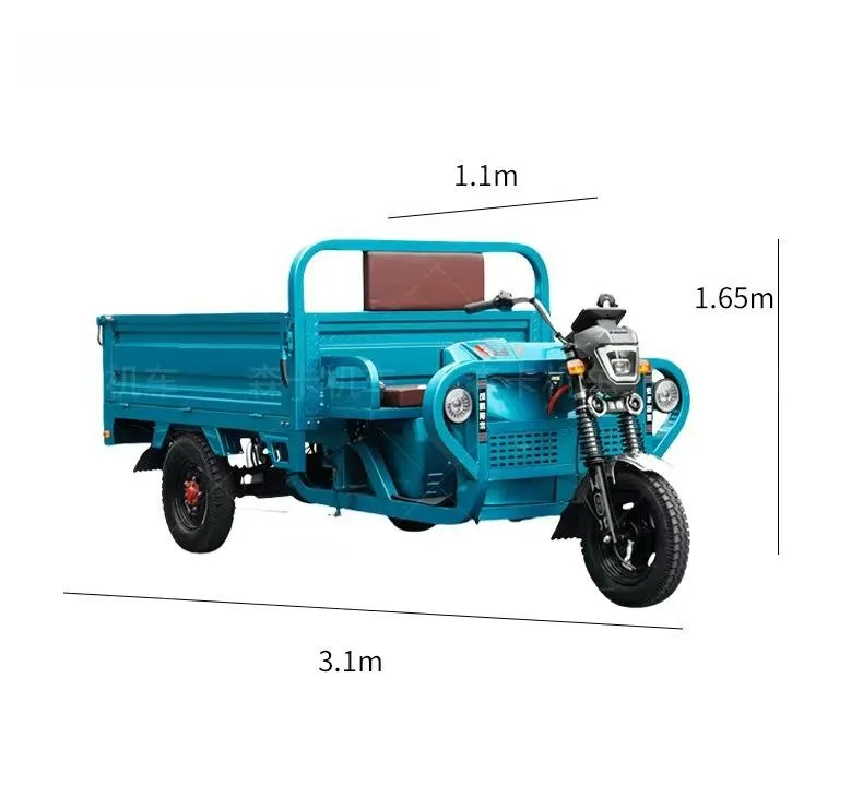 Competitive Price Durable 60V1200W Open Body Freight Vehicle Hydraulic Shock Absorption Long Endurance Farm Cargo Electric Tricycles - detail 1