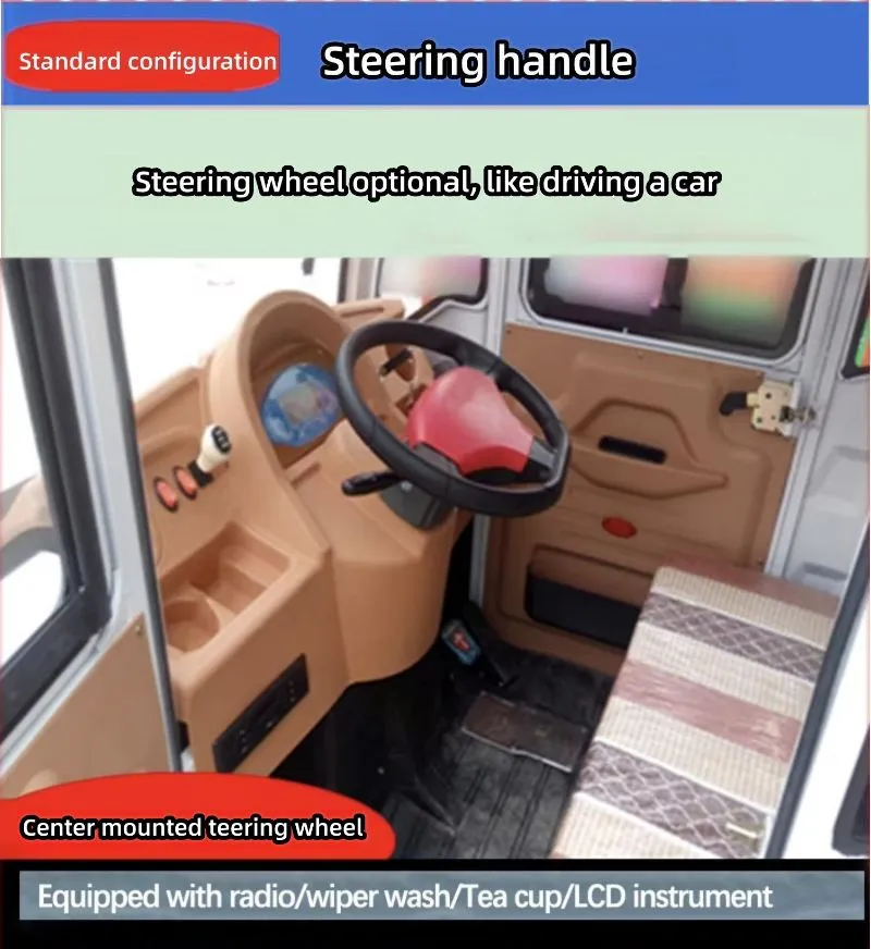 Multi-Functional Electric Tricycles Fully Enclosed 2 Seat Manned Cargo Electric Tricycles with Integrated Differential Motor for Delivery - detail 7
