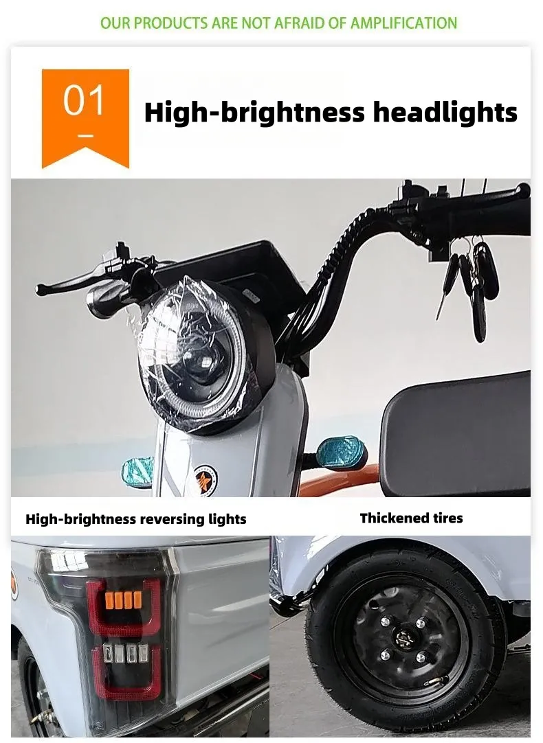 Large Storage Space Electric Three-Wheel Tricycle with Foldable Back Seat Electric Cargo& Passenger Trike Support Custom Motors and Batteries - detail 4