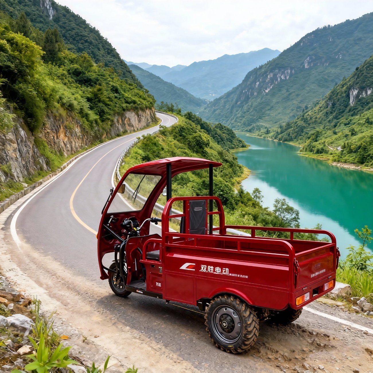 Comfortable 1000W Power Electric Open Market Stalls Household Freight Transport Adults Flatbed Cargo Tricycle