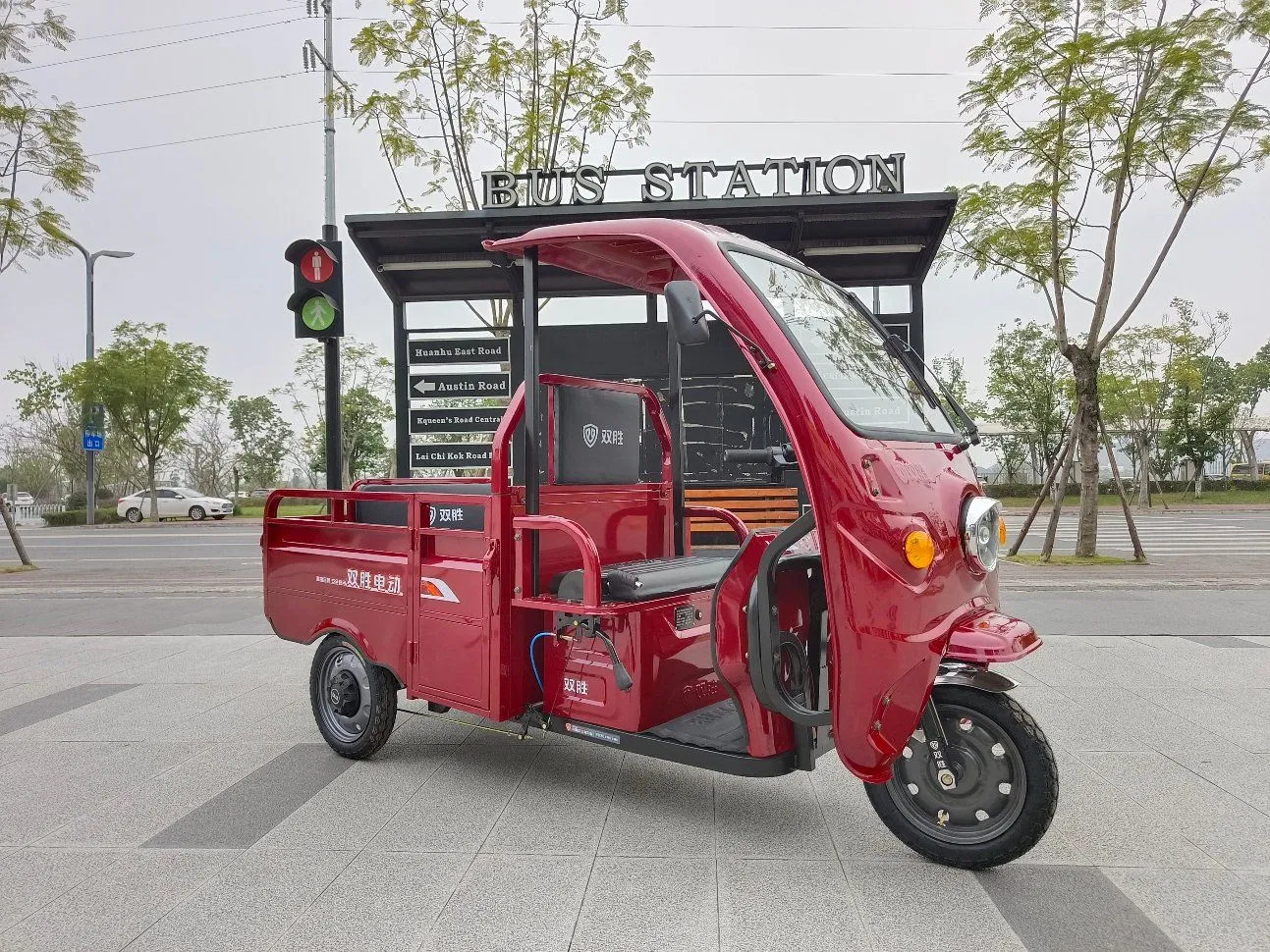 Comfortable 1000W Power Electric Open Market Stalls Household Freight Transport Adults Flatbed Cargo Tricycle - Image 4