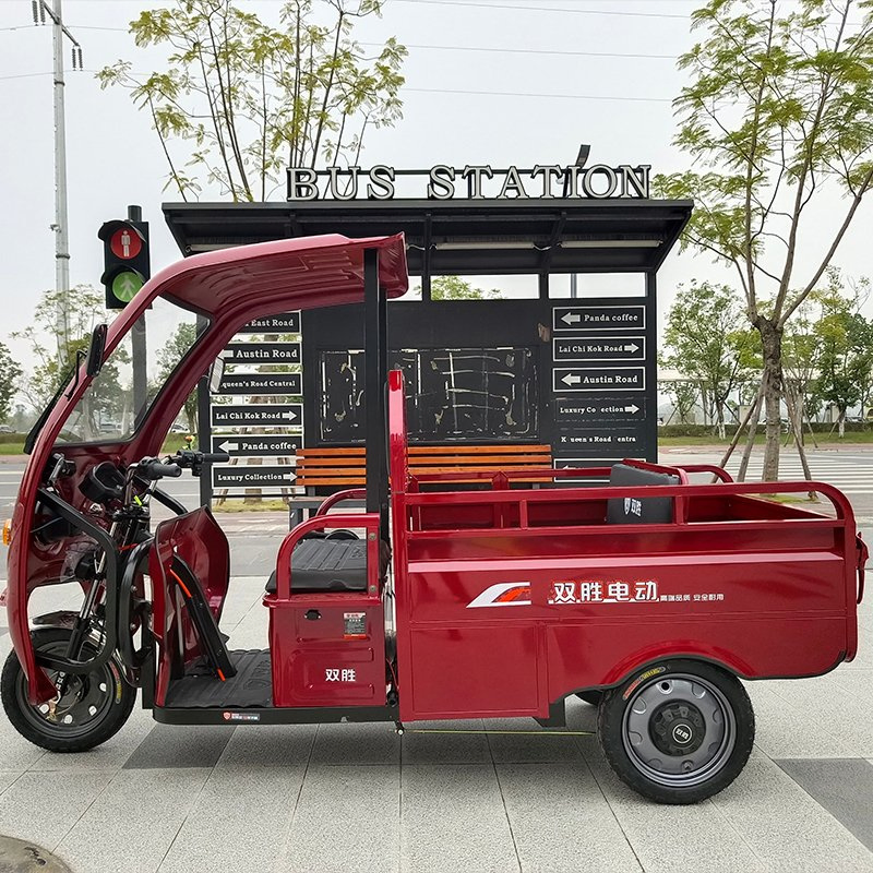 Comfortable 1000W Power Electric Open Market Stalls Household Freight Transport Adults Flatbed Cargo Tricycle - Image 5