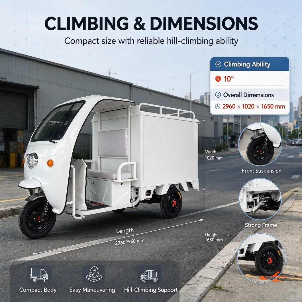 1200W Electric Closed Cabin Motorized Cargo Tricycle 60V 40ah for Adults - detail 3