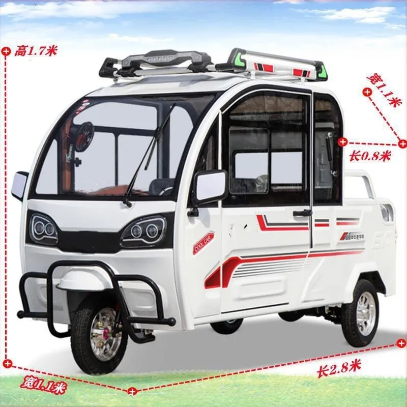 Maintenance-Free 800W Closed Solar Electric Cargo Trike Adult Electric 3 Wheel Cargo Van Tricycle Closed Body Pickup Truck - detail 1