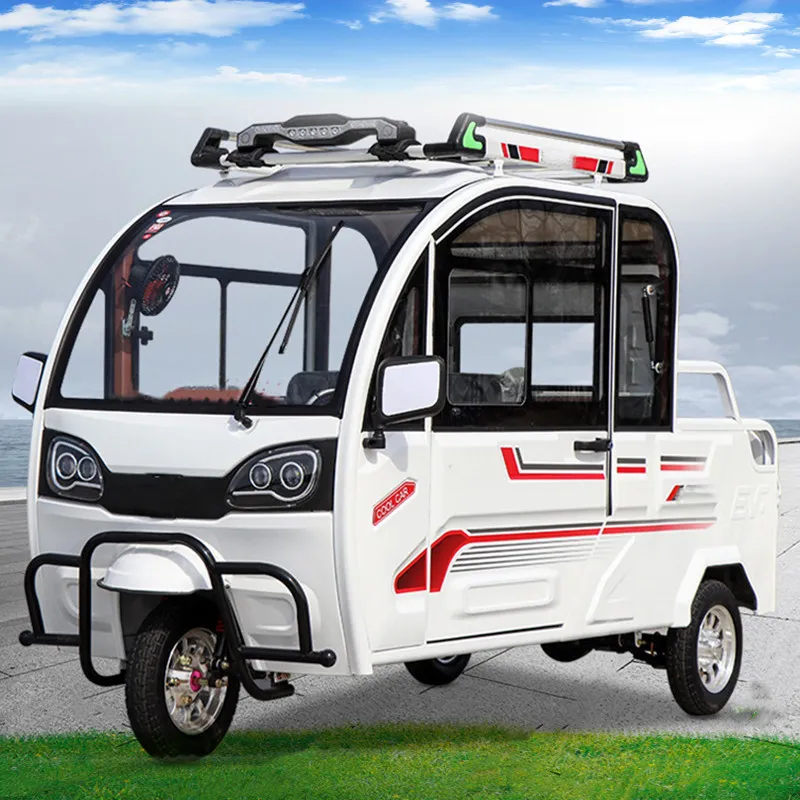 Maintenance-Free 800W Closed Solar Electric Cargo Trike Adult Electric 3 Wheel Cargo Van Tricycle Closed Body Pickup Truck - detail 11