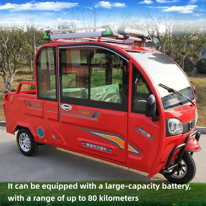 Maintenance-Free 800W Closed Solar Electric Cargo Trike Adult Electric 3 Wheel Cargo Van Tricycle Closed Body Pickup Truck - detail 3