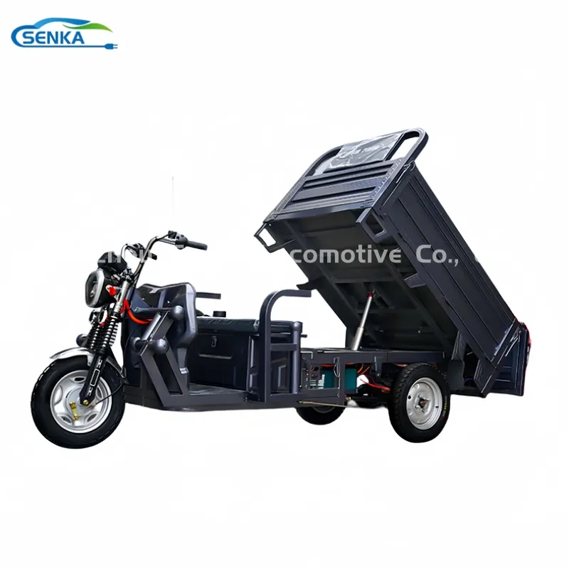 Senka 2026 Hot Hydraulic Self-Unloading Electric Three-Wheeled Open Body Cargo Tricycle - detail 6