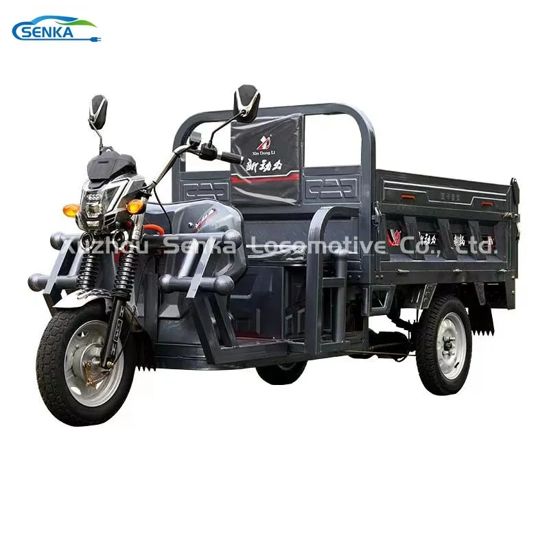 Senka 2026 Hot Hydraulic Self-Unloading Electric Three-Wheeled Open Body Cargo Tricycle - detail 7