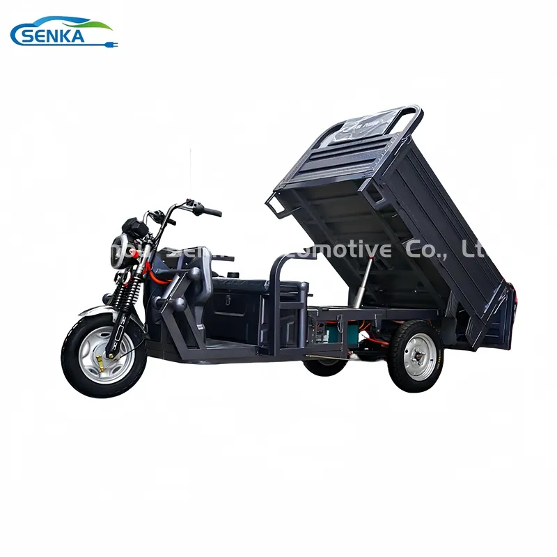 Senka 2026 Hot Hydraulic Self-Unloading Electric Three-Wheeled Open Body Cargo Tricycle - detail 8
