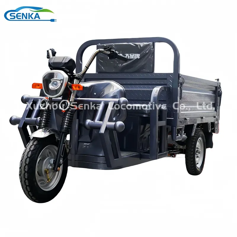 Senka 2026 Hot Hydraulic Self-Unloading Electric Three-Wheeled Open Body Cargo Tricycle - detail 9