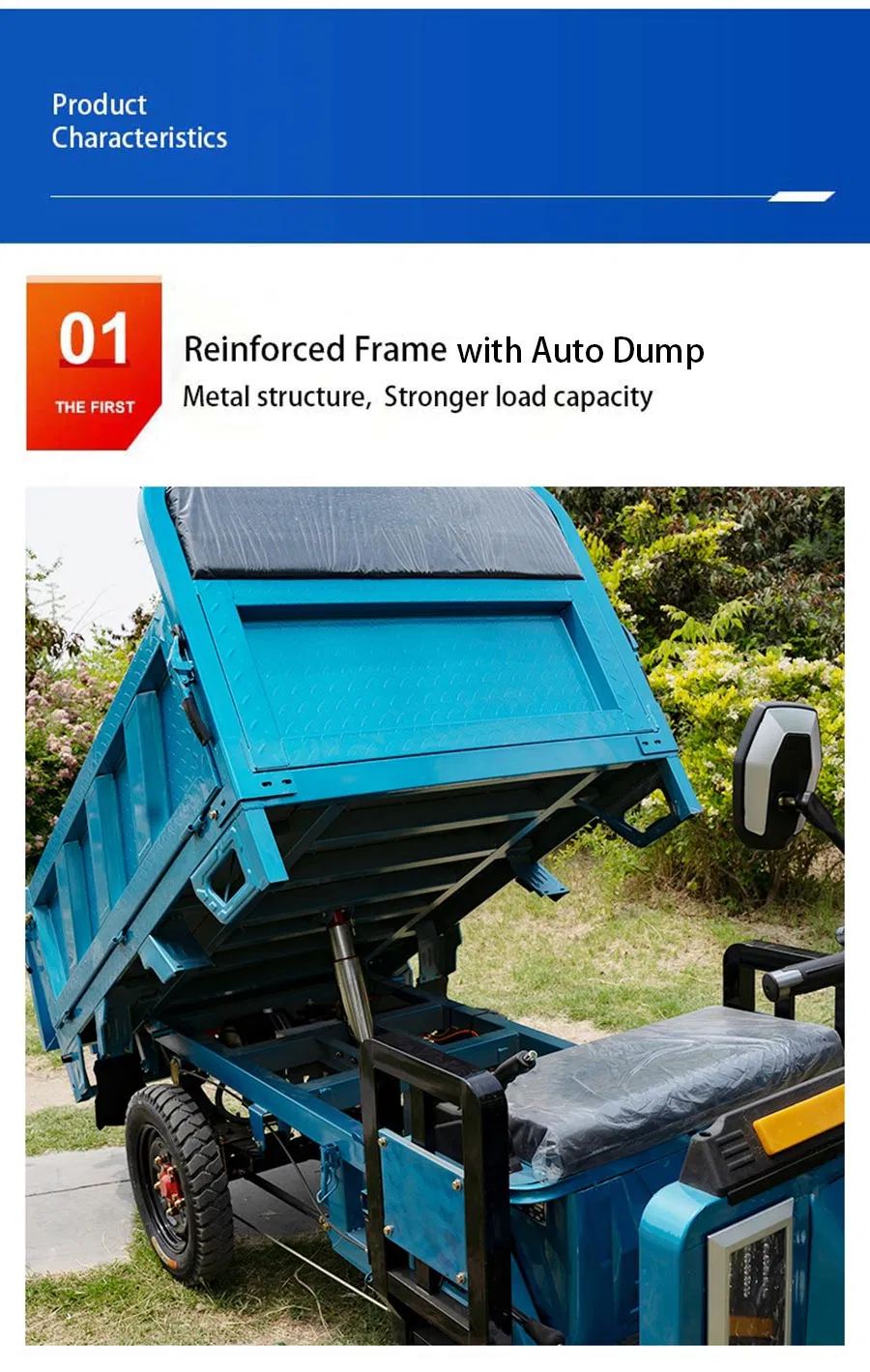Adult Farm Coc Cargo Chinese Freestyle Electric Loader Tricycles Charge 45 Km/H - detail 3