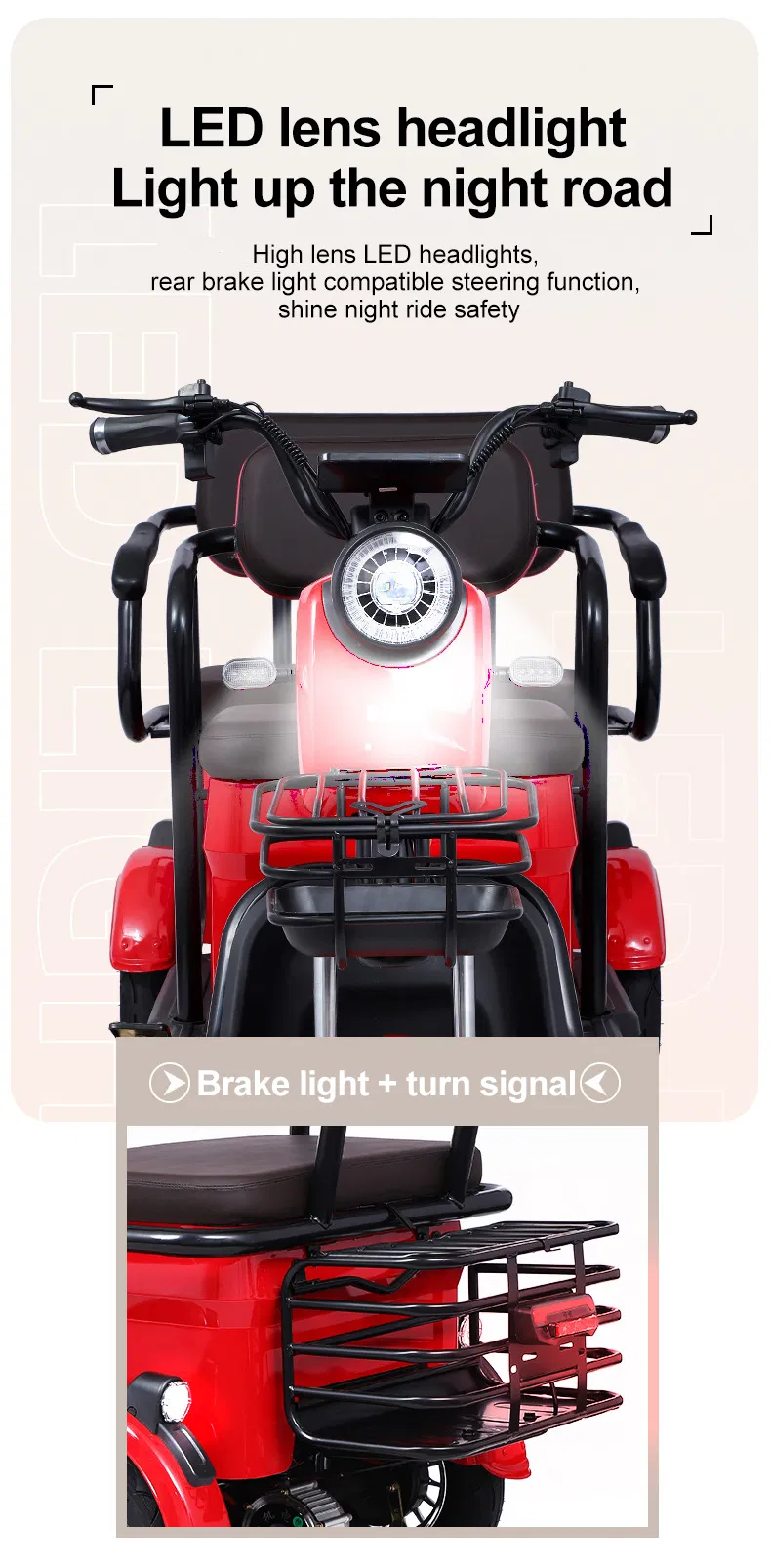 600W with 48V/60V/72V Battery, Vacuum Tires for All-Terrain Performance, Reliable Chinese Manufacturing Electric Cargo Tricycle - detail 4