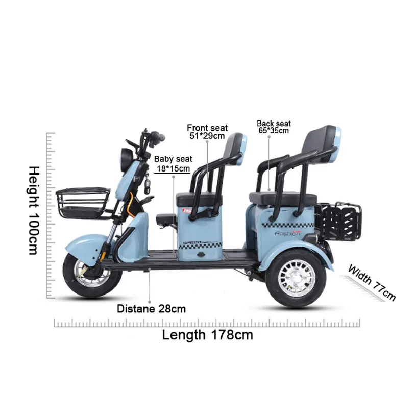 Electric for Tricycles with a Freezer Box 4 Wheels Passengers Cargo Sale in Philippines Heavy Minin Transportation 60V Tricycle - detail 13