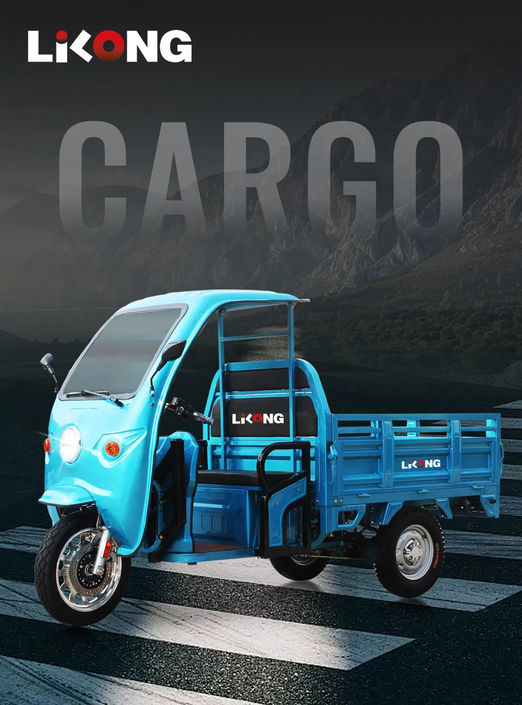 Three Wheel Motor Electric Tricycle with Cargo Box 1500× 1100× 450 mm - detail 1