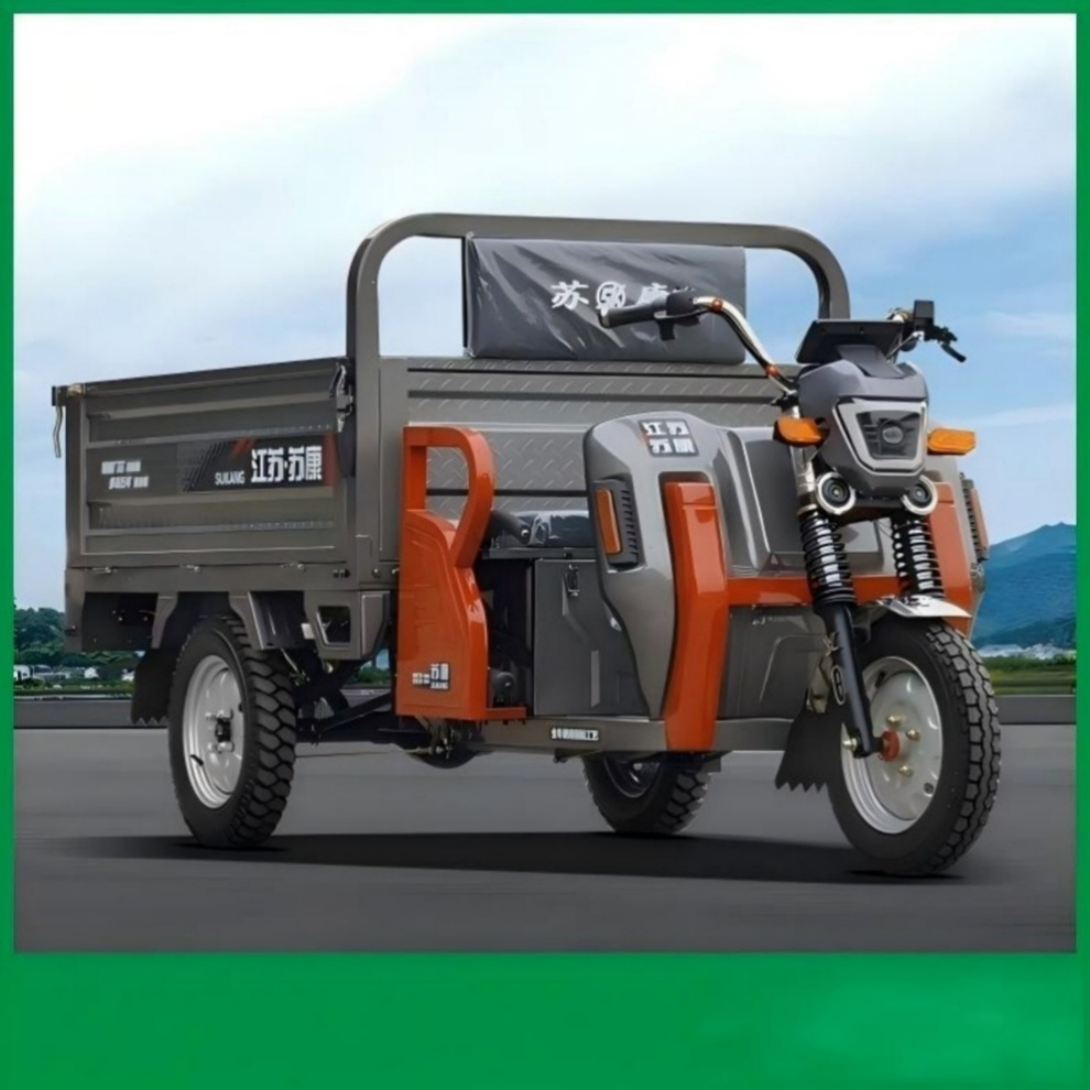 Smart Control Heavy Loading Checkered Steel Plate Steel Platform Electric Cargo Tricycle for Landscape Maintenance - Image 3