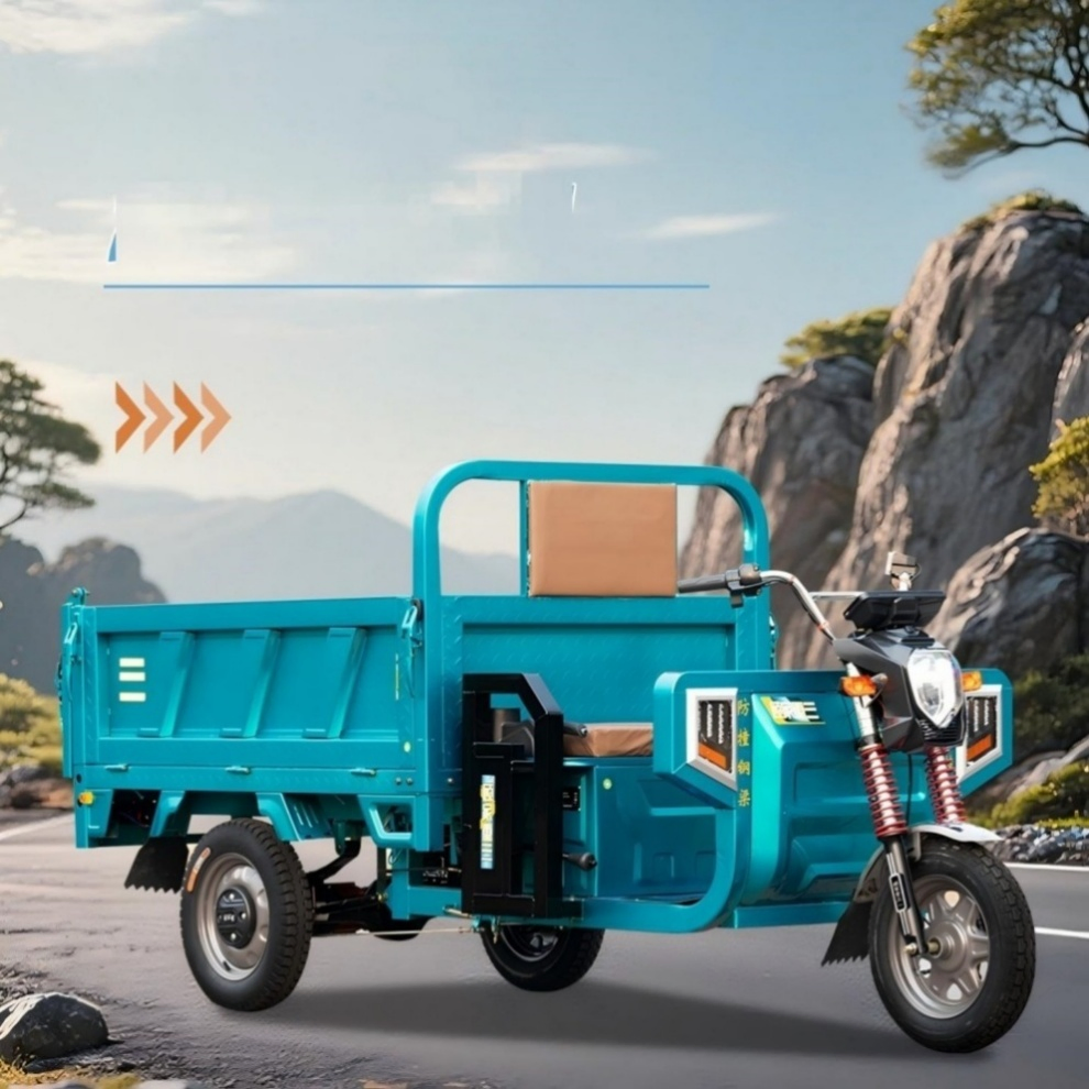 Smart Control Heavy Loading Checkered Steel Plate Steel Platform Electric Cargo Tricycle for Landscape Maintenance - Image 4