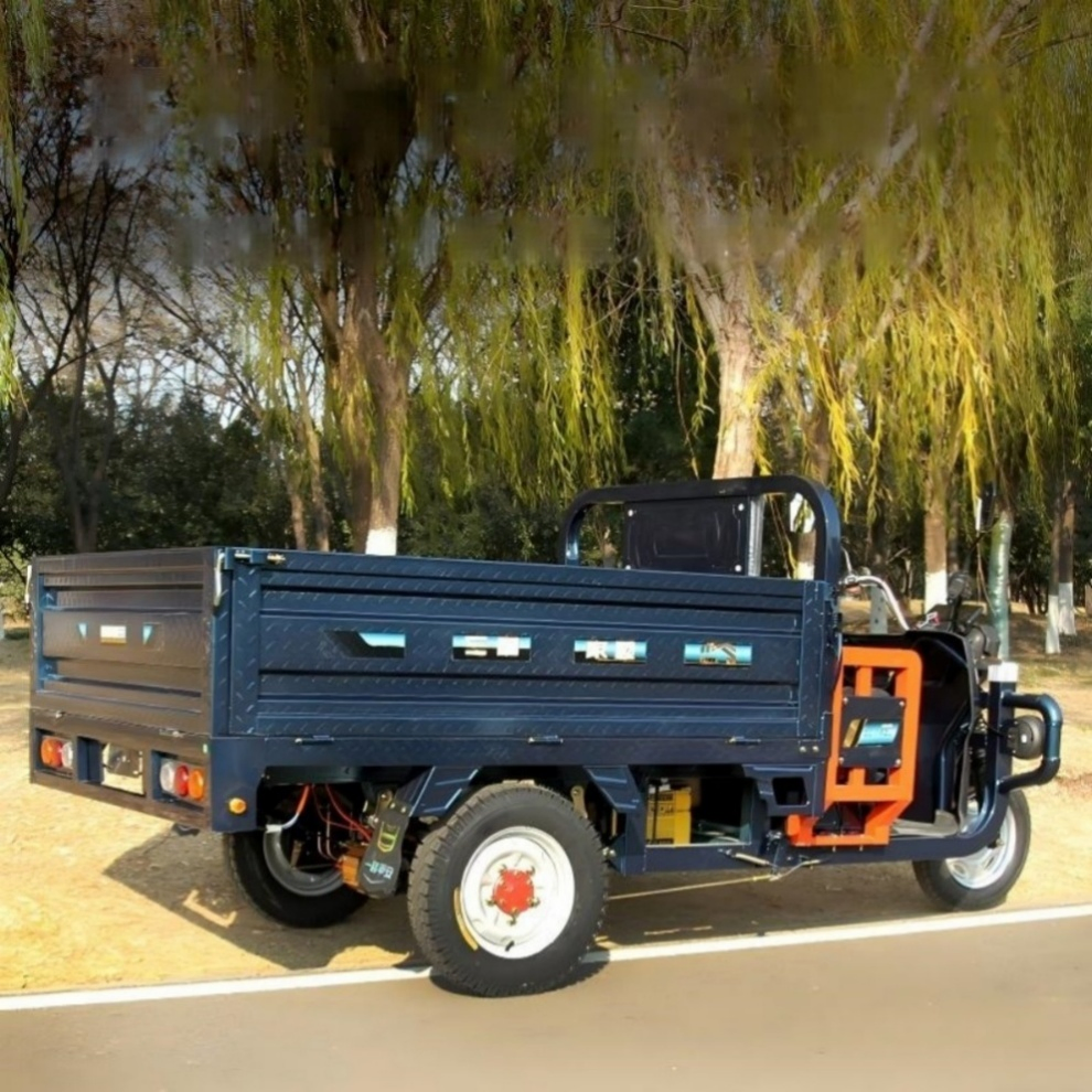 Smart Control Heavy Loading Checkered Steel Plate Steel Platform Electric Cargo Tricycle for Landscape Maintenance - Image 5