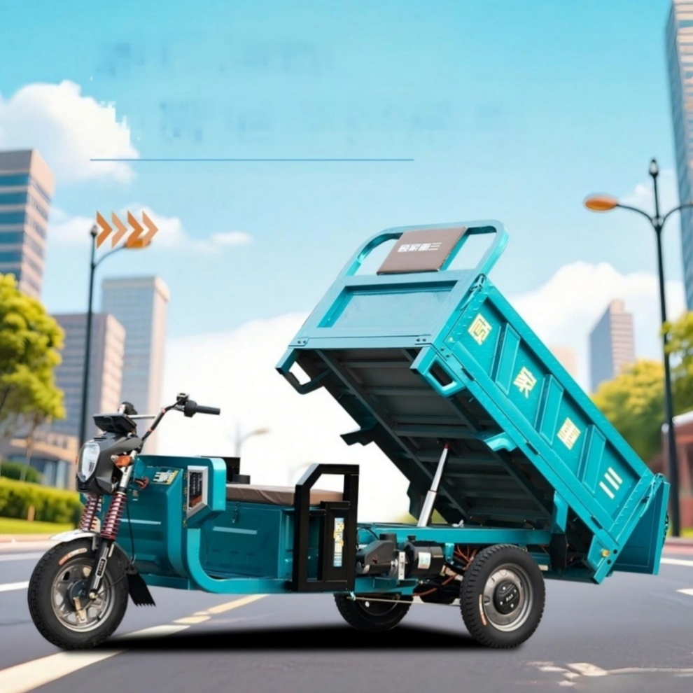 Smart Control Heavy Loading Checkered Steel Plate Steel Platform Electric Cargo Tricycle for Landscape Maintenance - Image 6
