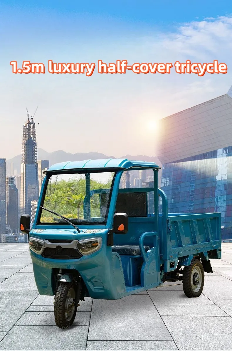 Motorized Electric Trike Passenger Cargo Tricycle Open Cabin 400kg Payload 30-50km/H Customizable Range Mileage with Semi Enclosed Cab - detail 1