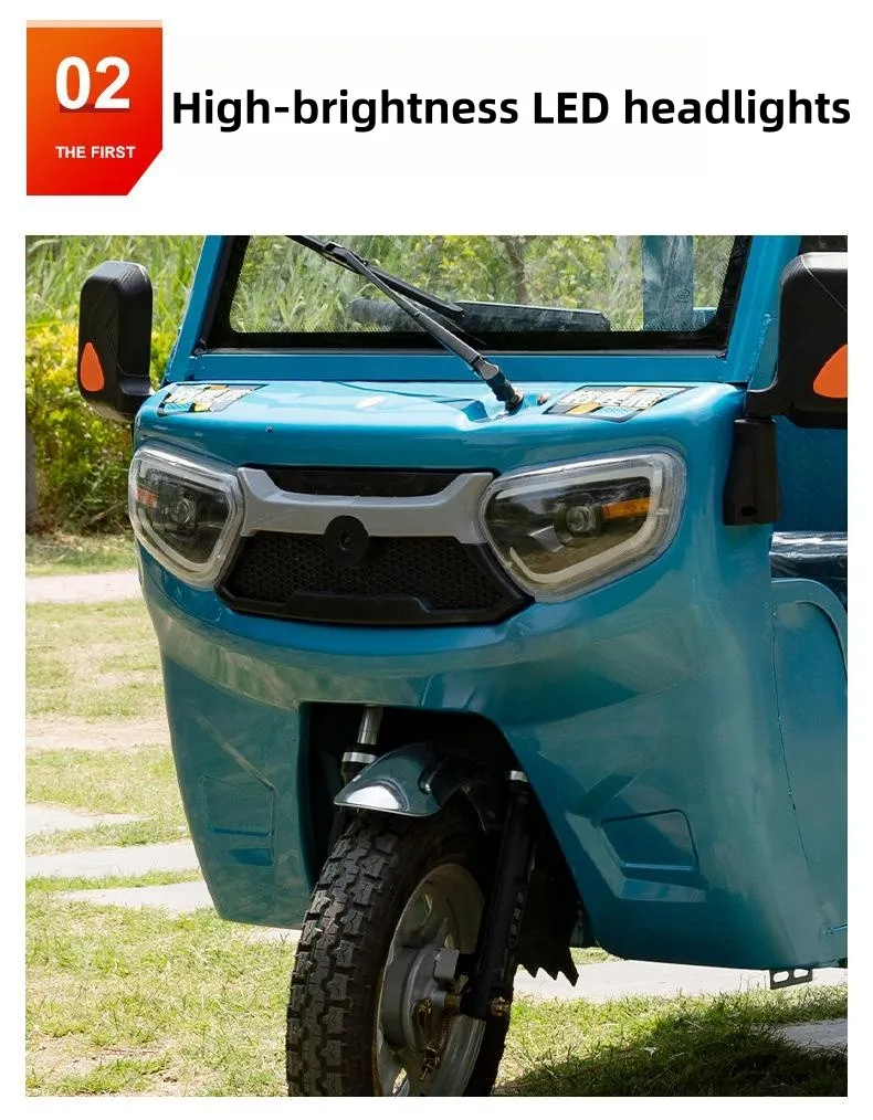 Motorized Electric Trike Passenger Cargo Tricycle Open Cabin 400kg Payload 30-50km/H Customizable Range Mileage with Semi Enclosed Cab - detail 3
