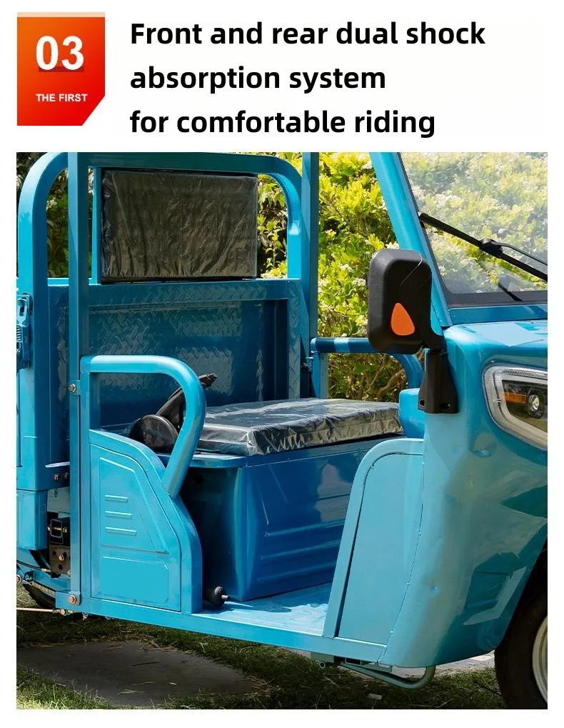 Motorized Electric Trike Passenger Cargo Tricycle Open Cabin 400kg Payload 30-50km/H Customizable Range Mileage with Semi Enclosed Cab - detail 4