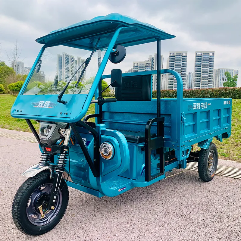 Wholesale Supplier Heavy Duty Blue Electric Tricycle 1.7m with Roof for Cargo Delivery and Passenger Use 3 Wheel - detail 2