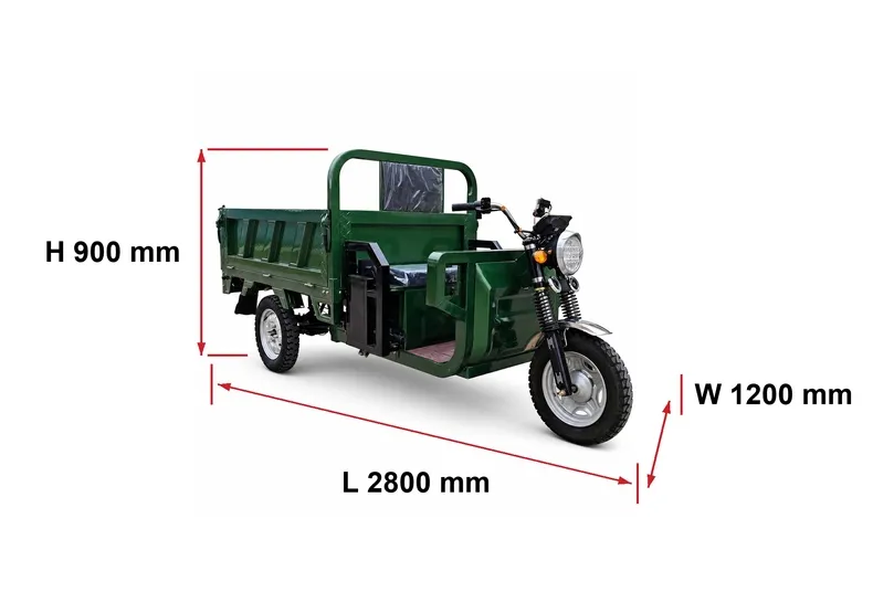Wholesale Heavy Duty 1200W 60V 72V Open Body 160cm Cargo Box Electric Cargo Tricycle 600kg Load Shock Absorber for Farm Delivery - detail 4