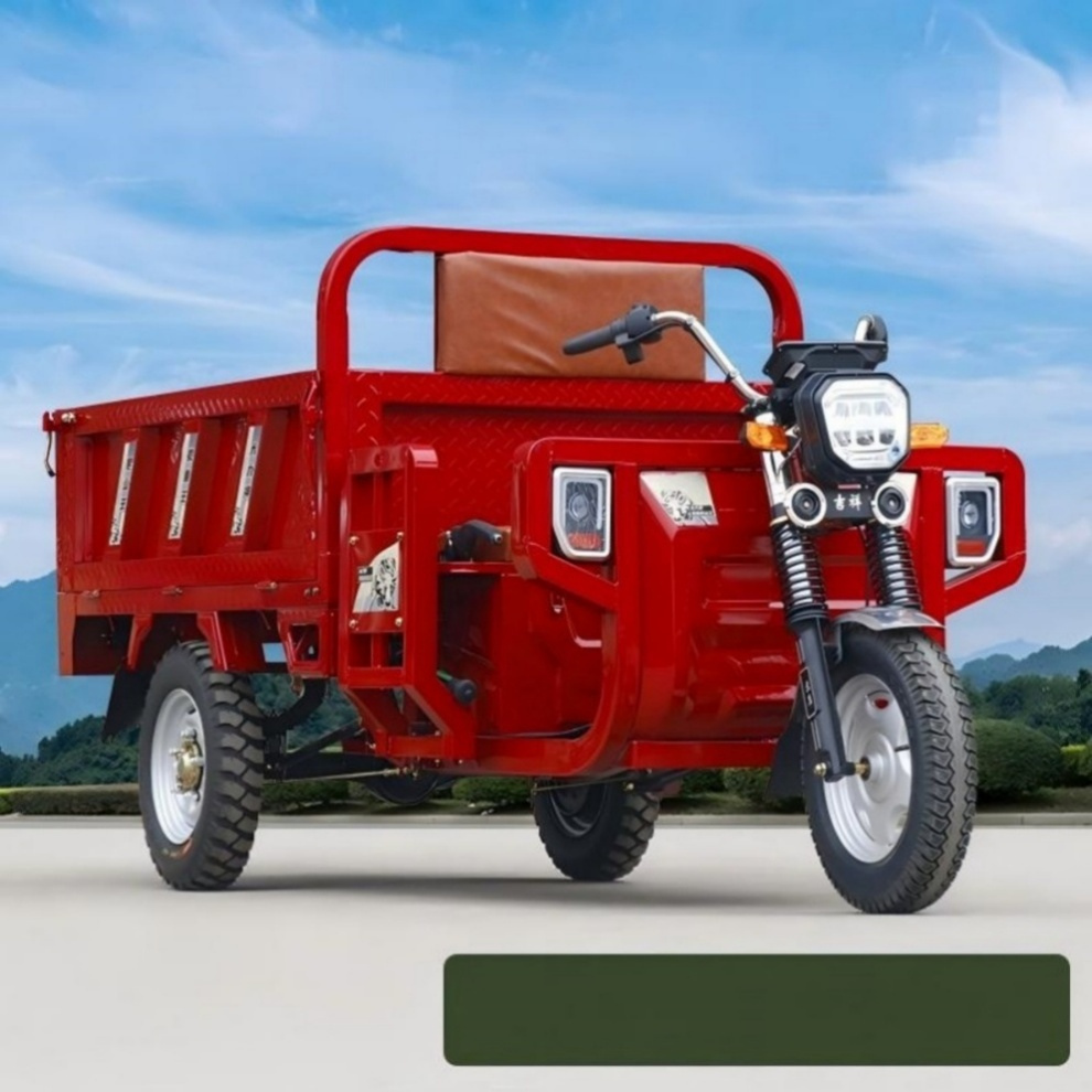 Heavy Duty Smooth Driving Checkered Steel Plate Electric Cargo Tricycle Three Wheeler for Express Delivery