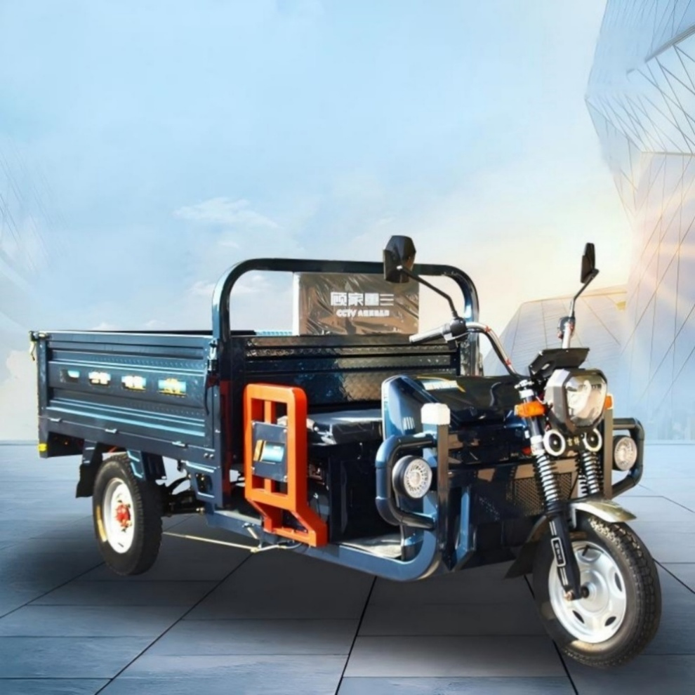 Heavy Duty Smooth Driving Checkered Steel Plate Electric Cargo Tricycle Three Wheeler for Express Delivery - Image 3