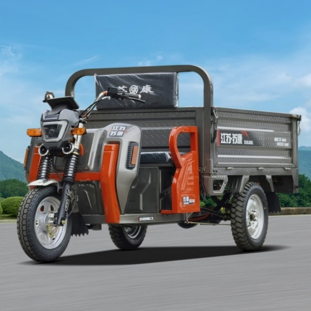 Heavy Duty Smooth Driving Checkered Steel Plate Electric Cargo Tricycle Three Wheeler for Express Delivery - Image 4